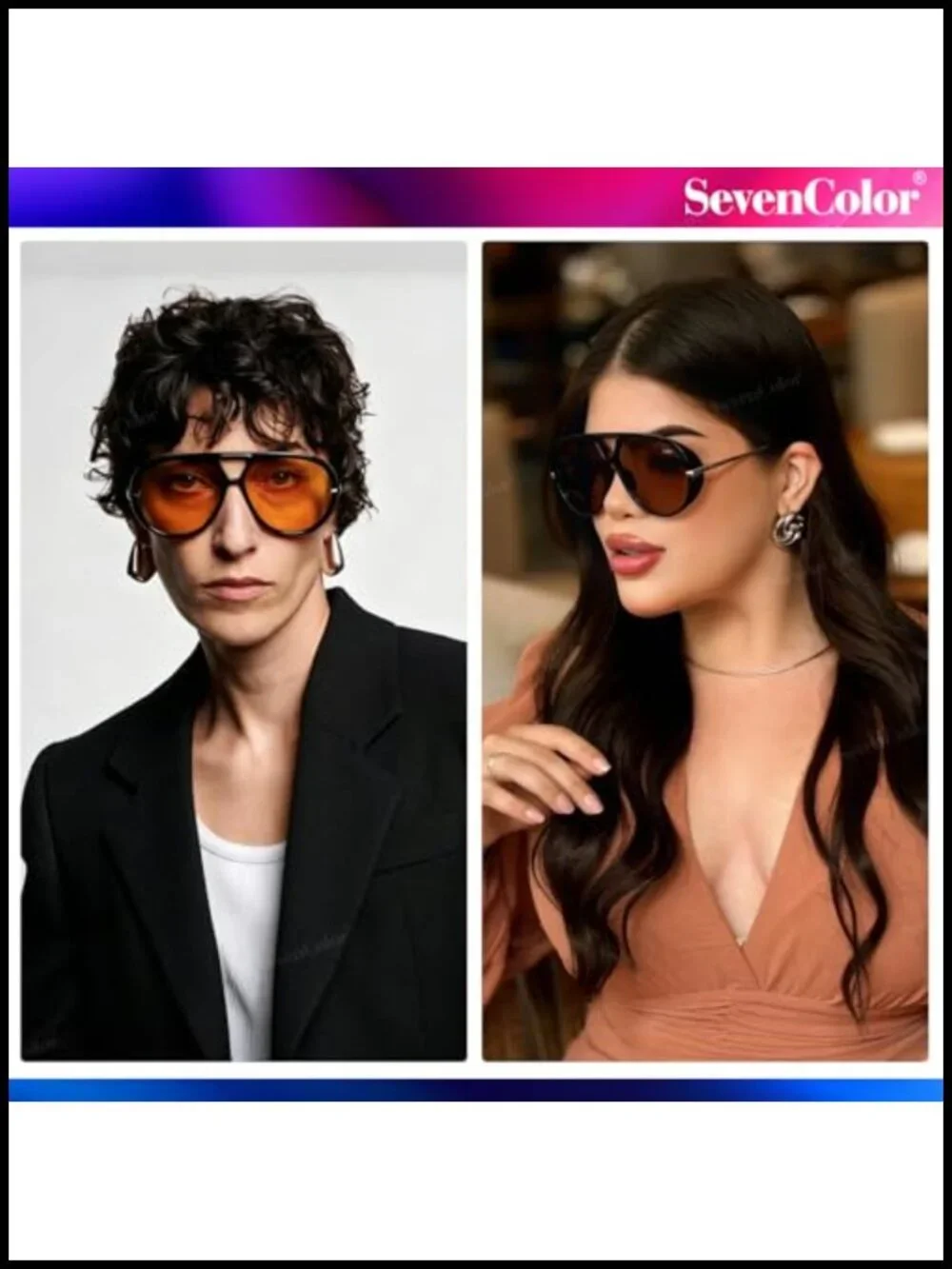 Oversized Aviator Sunglasses Retro Round Shield Vintage UV400